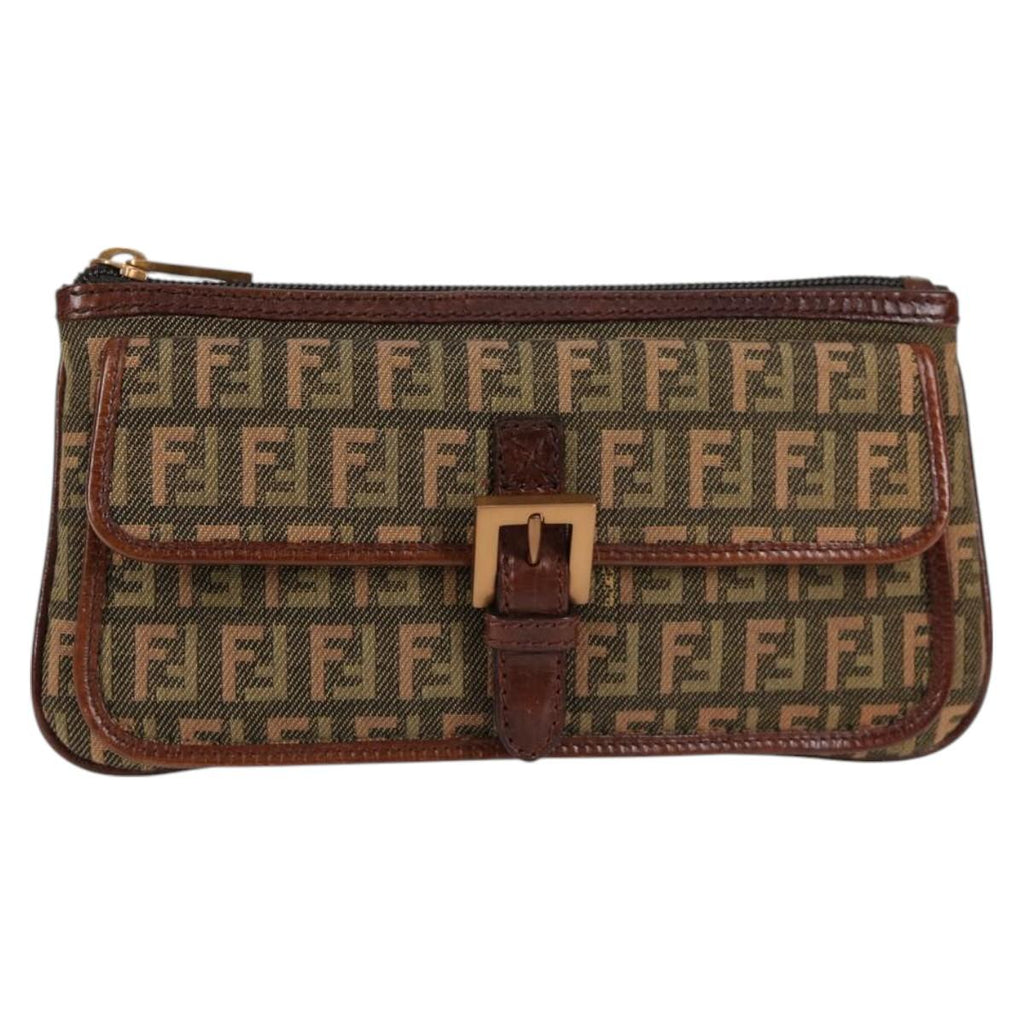 FENDI zucchino canvas pouch khaki