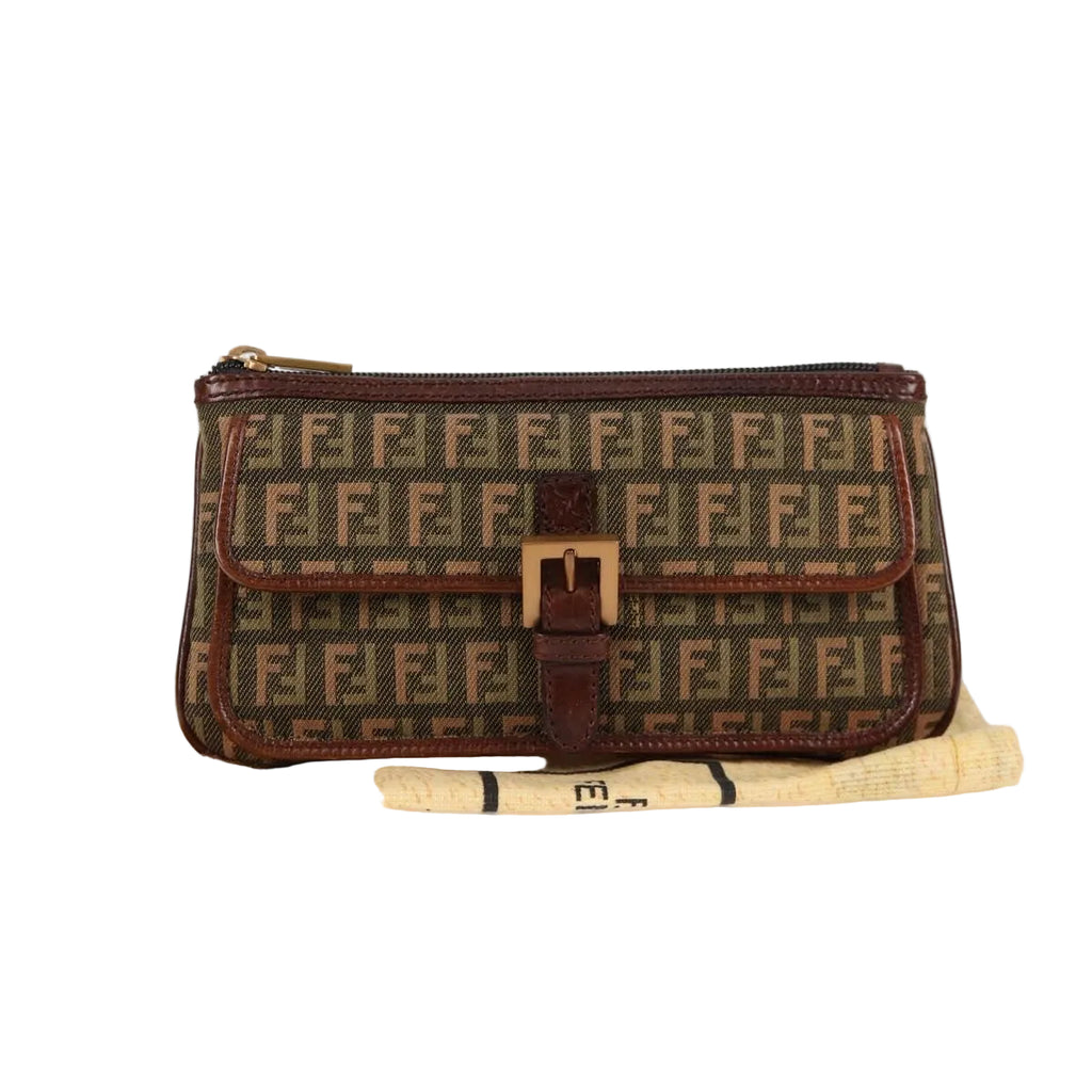 FENDI zucchino canvas pouch khaki