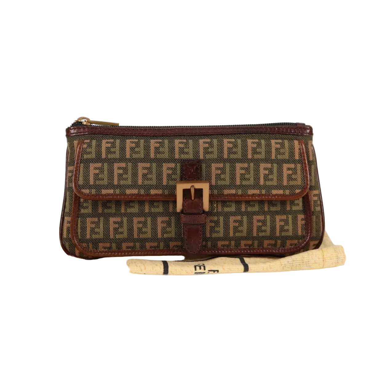 FENDI zucchino canvas pouch khaki