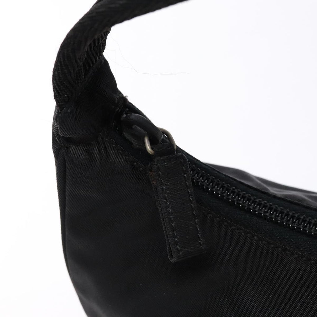 PRADA hand bag nylon black silver