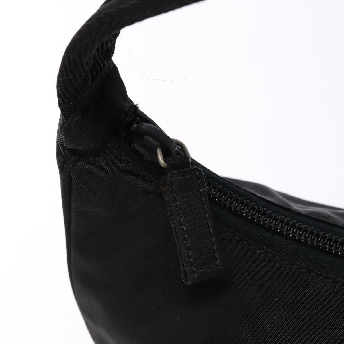 PRADA hand bag nylon black silver