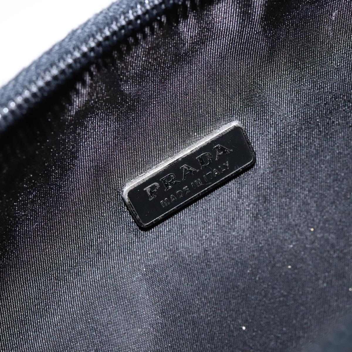 PRADA hand bag nylon black silver