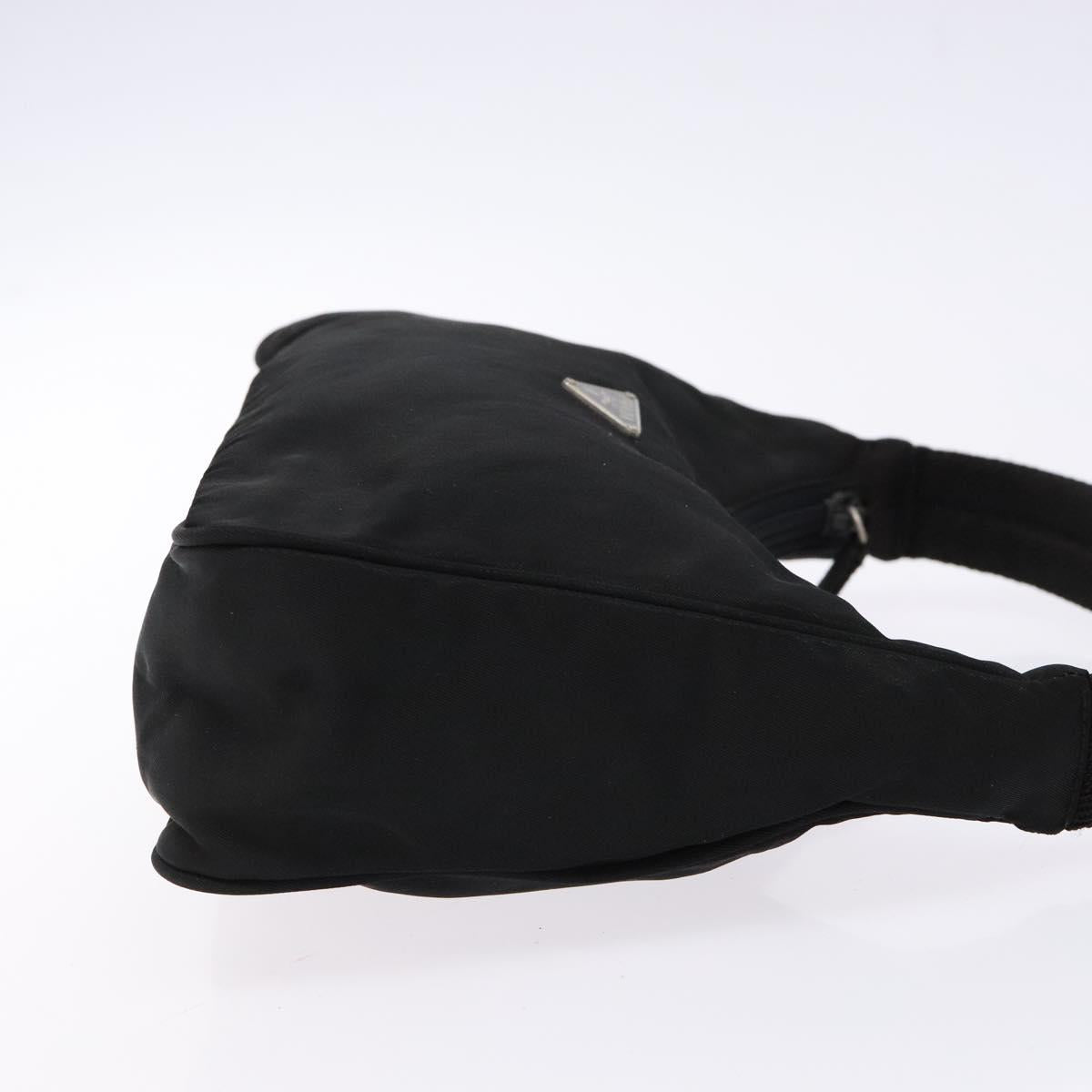 PRADA hand bag nylon black silver