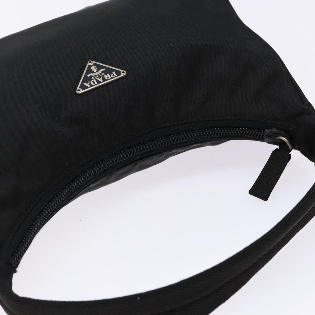 PRADA hand bag nylon black silver