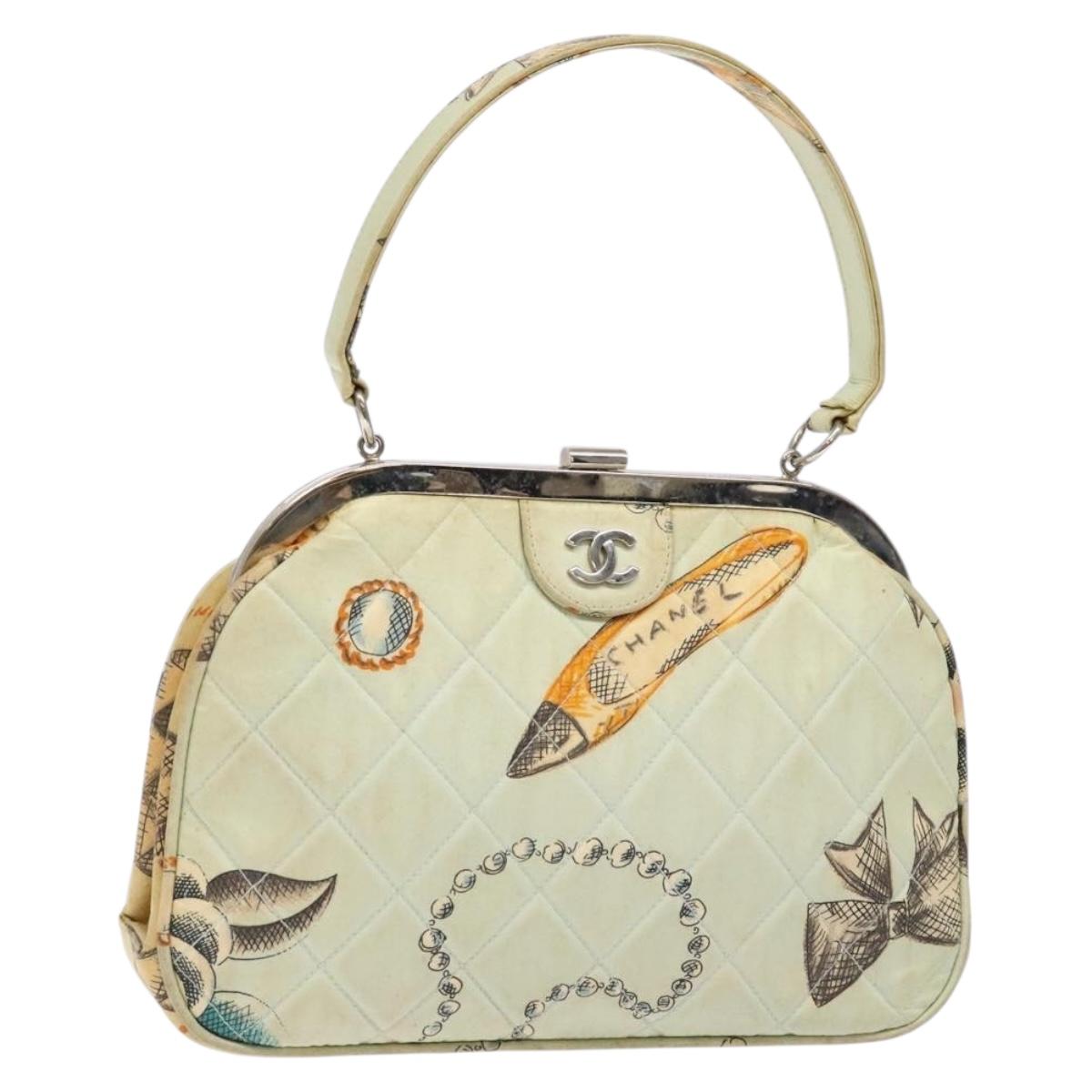 CHANEL matelasse hand bag canvas