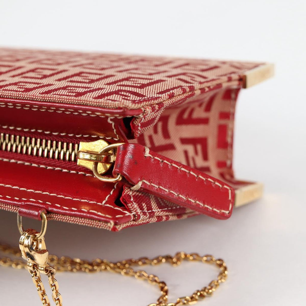 FENDI zucchino canvas chain shoulder bag