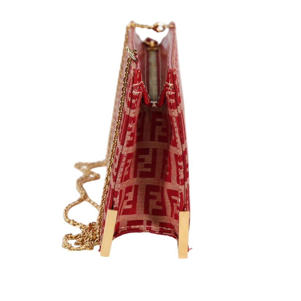 FENDI zucchino canvas chain shoulder bag