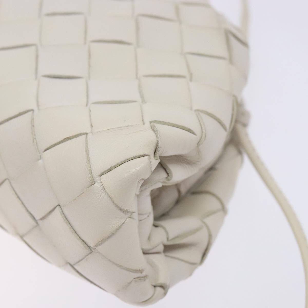 BOTTEGA VENETA intrecciato white leather mini pouch
