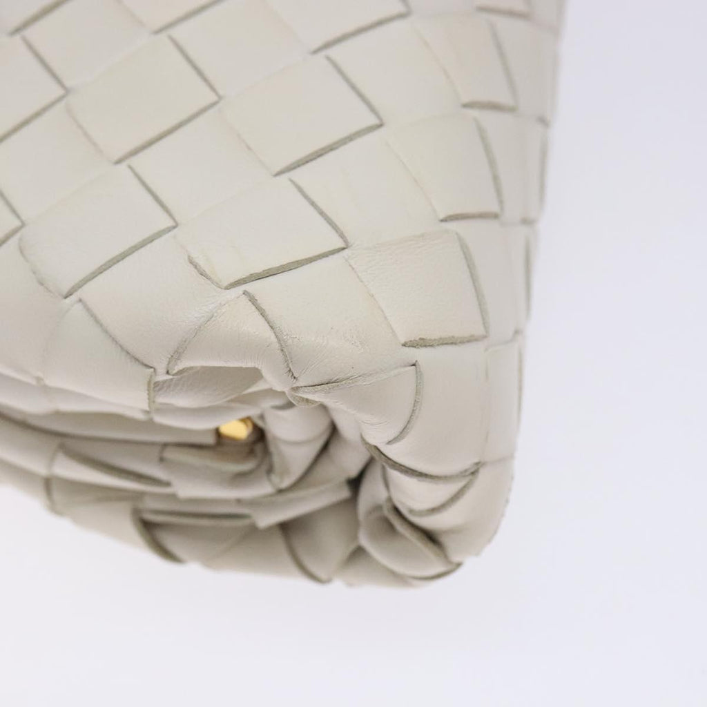 BOTTEGA VENETA intrecciato white leather mini pouch