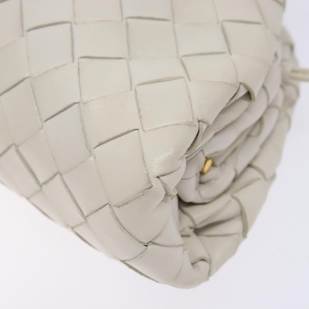 BOTTEGA VENETA intrecciato white leather mini pouch