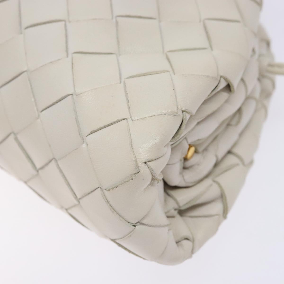 BOTTEGA VENETA intrecciato white leather mini pouch