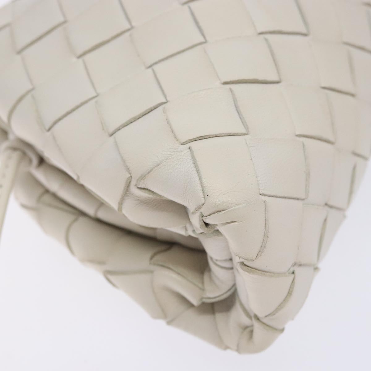BOTTEGA VENETA intrecciato white leather mini pouch