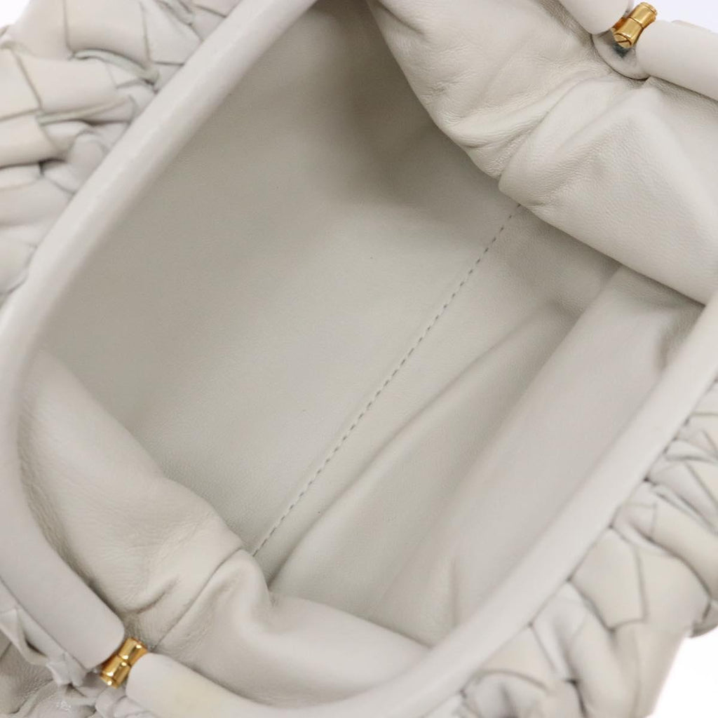 BOTTEGA VENETA intrecciato white leather mini pouch