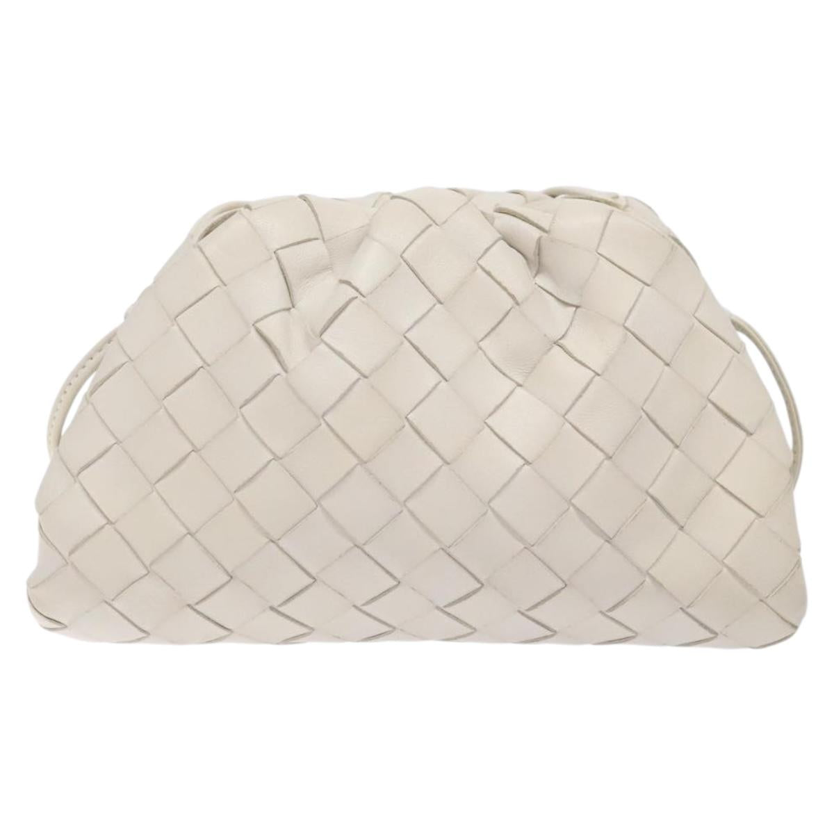 BOTTEGA VENETA intrecciato white leather mini pouch