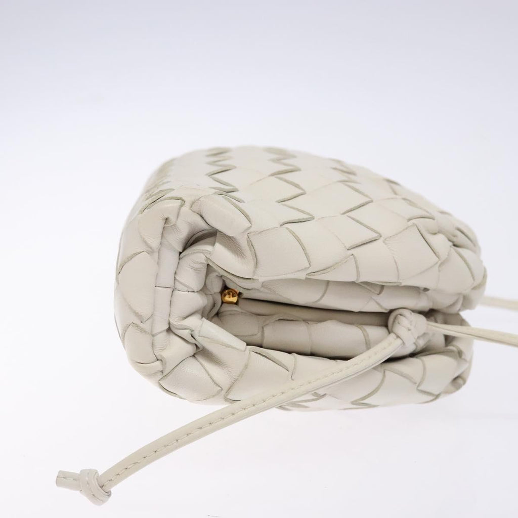 BOTTEGA VENETA intrecciato white leather mini pouch