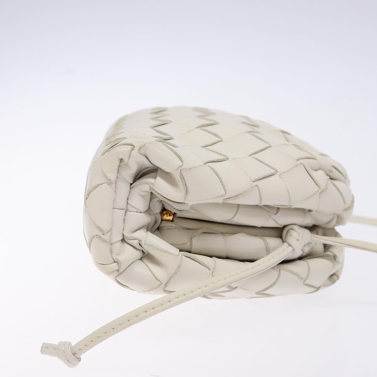 BOTTEGA VENETA intrecciato white leather mini pouch