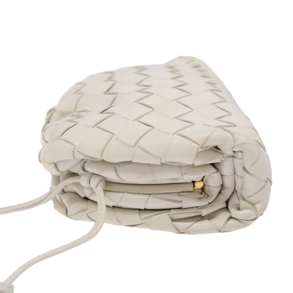 BOTTEGA VENETA intrecciato white leather mini pouch